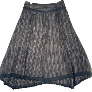Forwear‎ New York VTG Tweed A-Line Skirt 12 Black Gray Lace Hem Academia Preppy